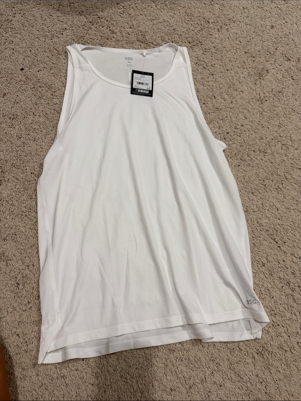DSG White Ribbed Scoop Neck Tank Top